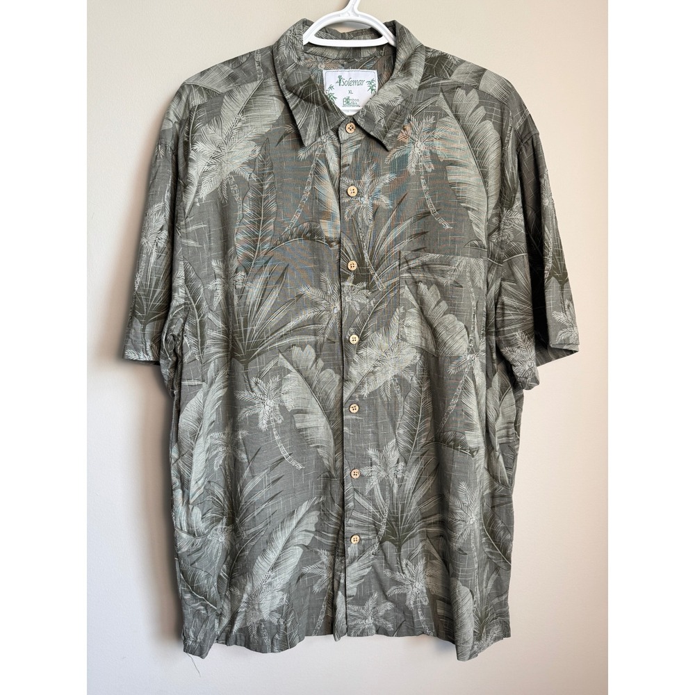 Solemar Bamboo Cotton Palm Print Button Up Shirt Tropical Beach Gorpcore XL